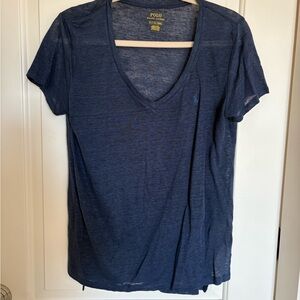 Polo Ralph Lauren Women's Blue V-Neck Tee
